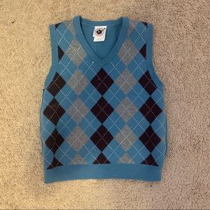 Blue Brown Grey Cropped Argyle Sweater Vest